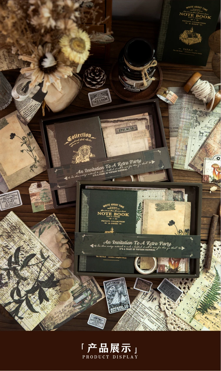 Journal GO 65-teiliges Set Retro Journaling Geschenkbox, Komplettes Vintage Scrapbook-Kit mit Papier & Aufklebern für Planer, Junk Journals – Detail 22