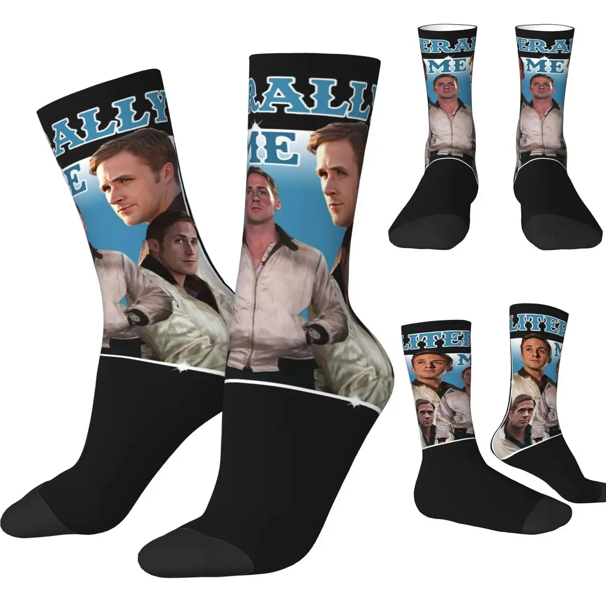 Literally Me Ryan Gosling Socks Fashion Stockings Adults Men Warm Soft Skateboard Socks Autumn Graphic Anti Skid Socks