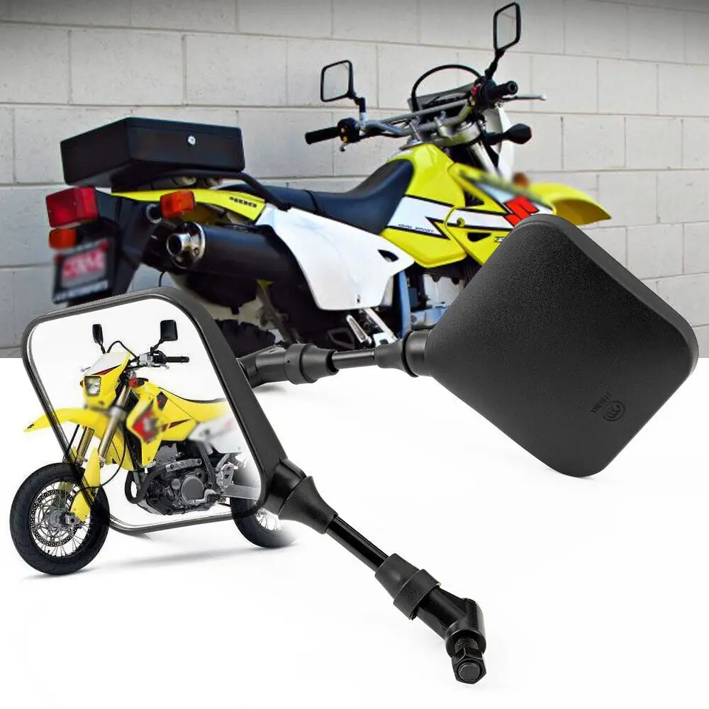 Black Dual Sport Motorcycle Rear View Mirror Rearview  Side Mirrors for Suzuki DR 200 250 DR350 350 DRZ 400 650 DR650 2PCSlot