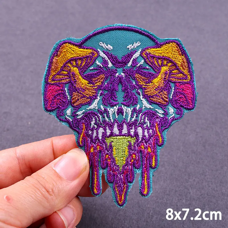 Punk Skull haftowane naszywki na odzież łaty termoadhezyjne Hippie Rock żelazko na plastry na ubrania szkielet DIY udekoruj