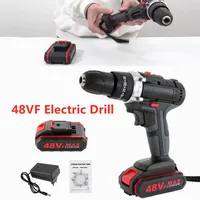 48VF Electric Drill Impact Drill Cordless Screwdriver Lithium Battery Wrench Drill 1x Battery and Battery Charger  Power Tools