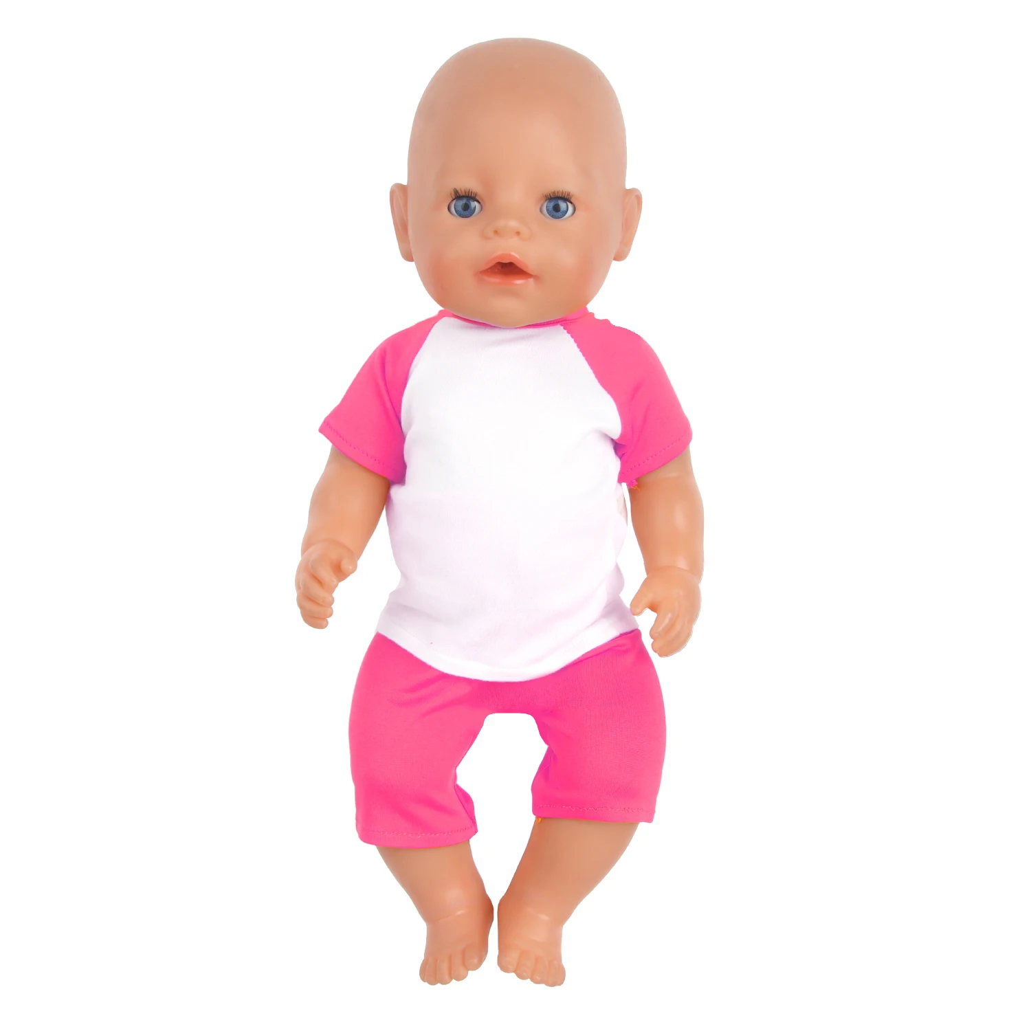 2 pcs Shirt+Shorts Doll Accessories Clothes Set Two-tone T-shirt Outfit Clothing For 43cm Baby New Born&18 Inch American Dolls