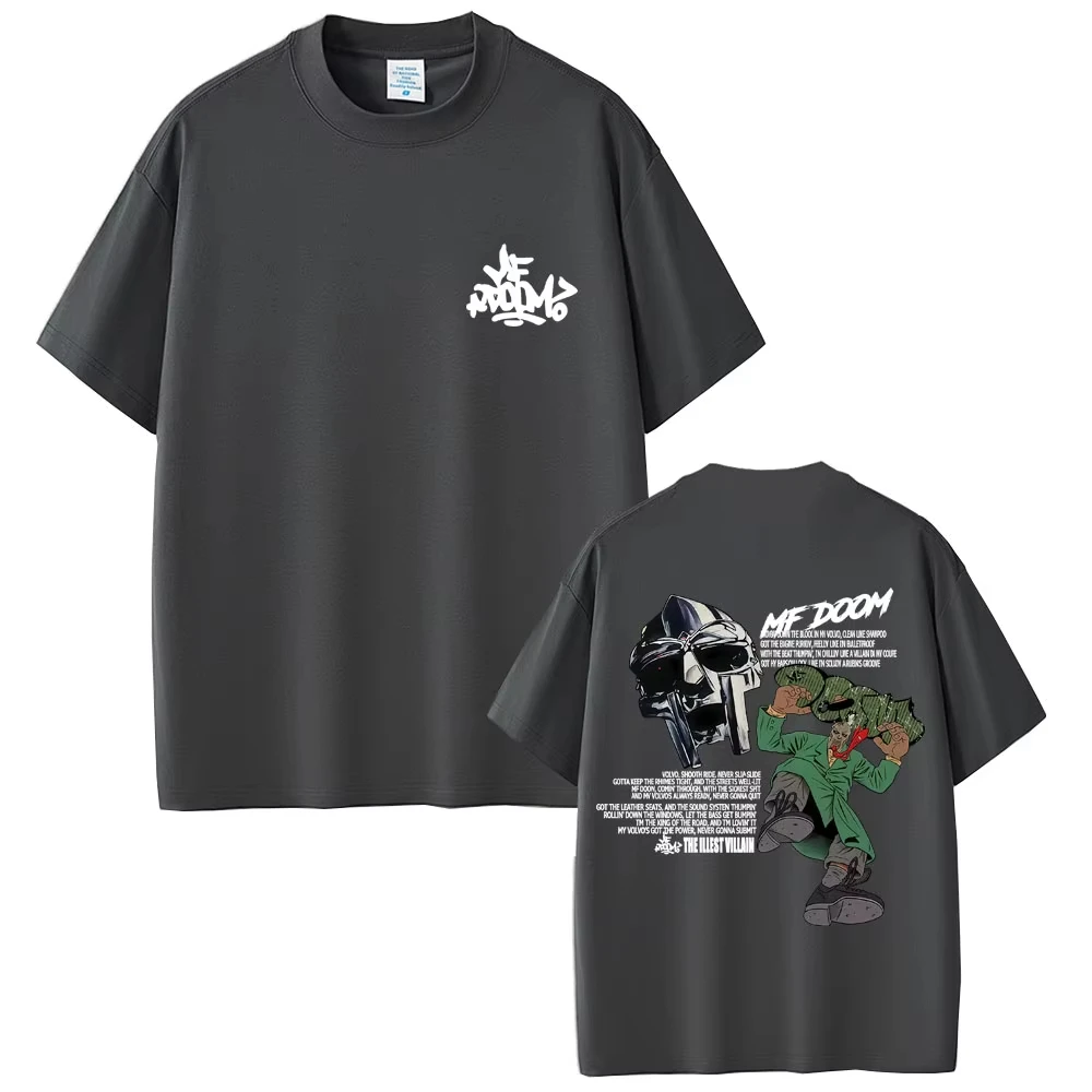 Męska i damska koszulka casualowa z bawełny w stylu retro z motywem albumu raperki Mf Doom, wzór Mad Villain, damska koszulka hip-hopowa.