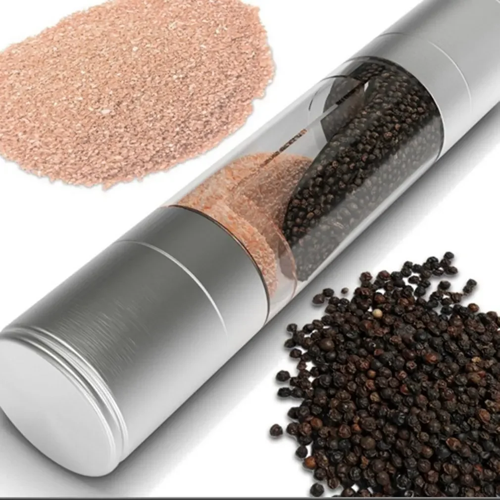 Adjustable Coarseness Dual Chambers Stainless Steel Salt Pepper Grinder Mill