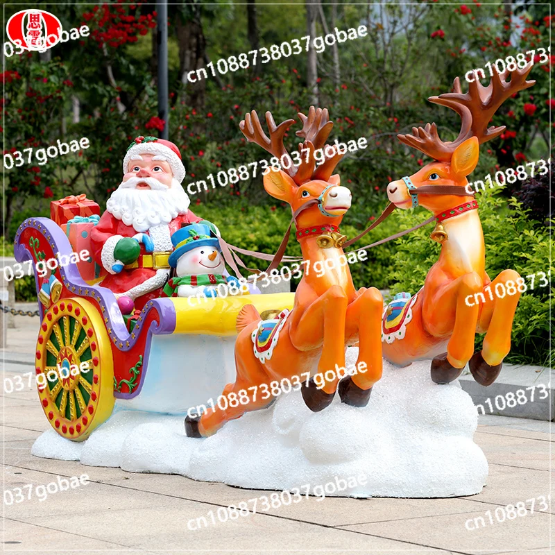 Outdoor Garden Fiberglass Sculpture Cartoon Santa Claus Ornament Christmas Eve Shopping Mall Pedestrian Street Scenic Spot