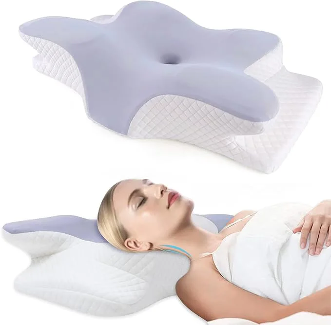 Cervical Pillow for Neck Support, Hollow Design Memory Foam Bed Pillow for Side & Back Sleepers, Ergonomic Contour Pillow