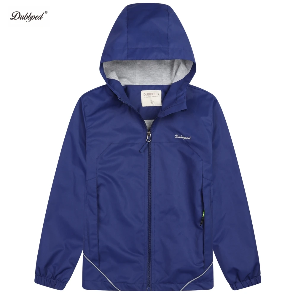

Dubbped Boys Girls Reversible Jacket Lightweight Waterproof Fleece Lined Raincoat for Kids 5-14Y