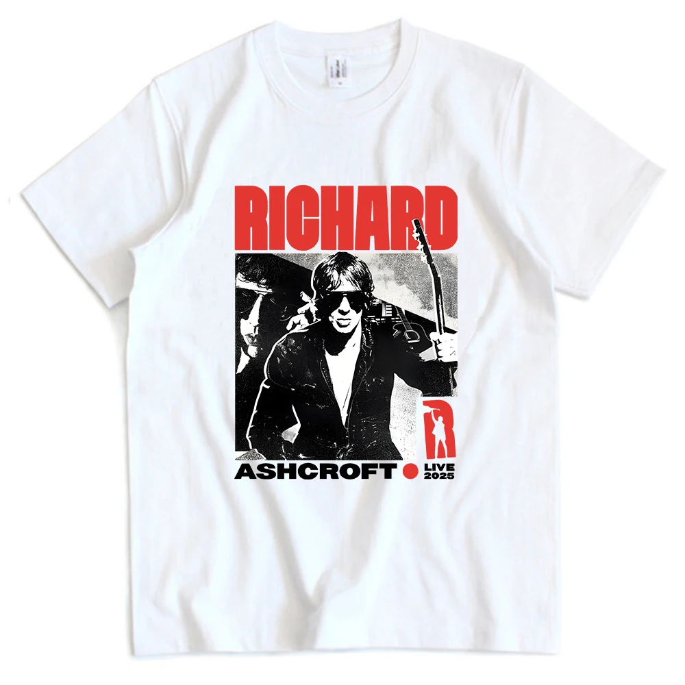 

ФУТБОЛКА RA LIVE 2025 BEIGE TOUR Richard Ashcroft, футболки с графическим принтом, хлопковая мужская футболка с короткими рукавами, уличная футболка унисекс