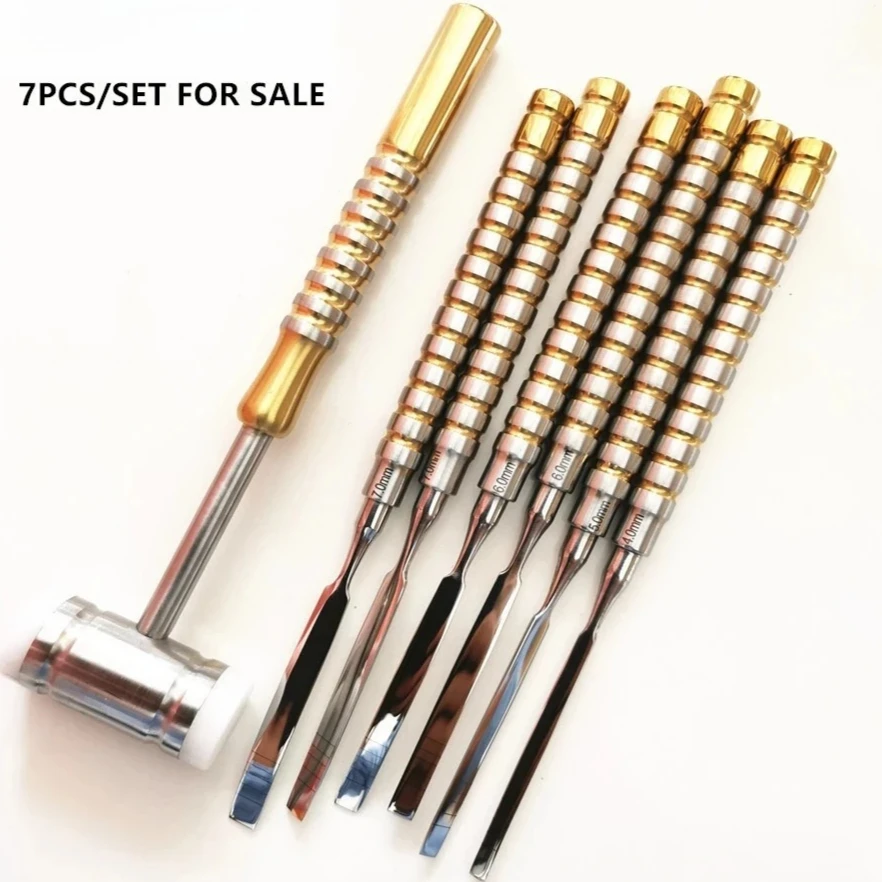 

A SET 7PCS Implants Instruments Tool Stainless Steel Dentals Chisel Periodontologys and Implantologys Bone Chisels