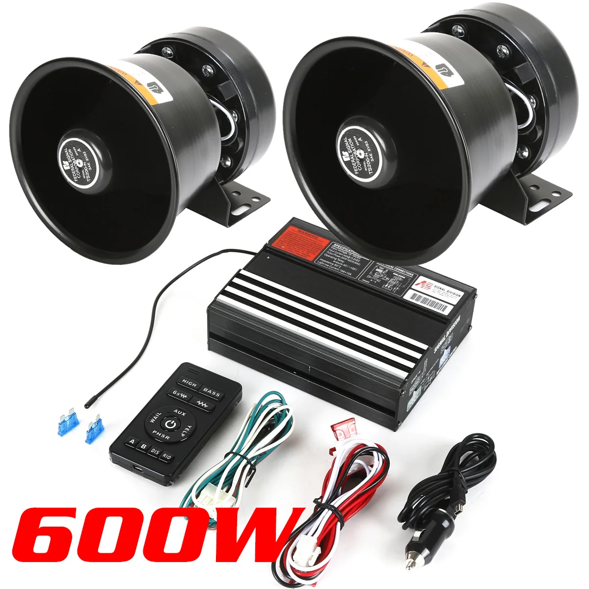 

Car Warning Horn Ambulance Police Car Siren Speaker 12V 600W Wireless mic remote Loudspeaker Megaphone Alarm System Fire