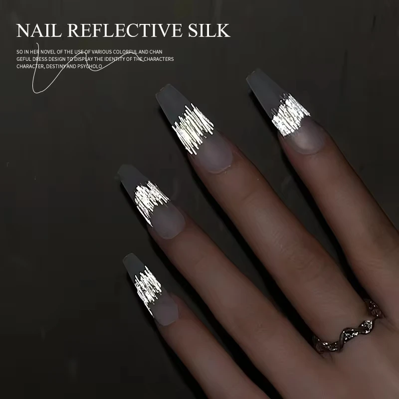 0.25/0.5mm Reflective Glitter French Nail Stickers Strip Line French Tips Transfer Nail Art Decoration Manicure Nail Accessories