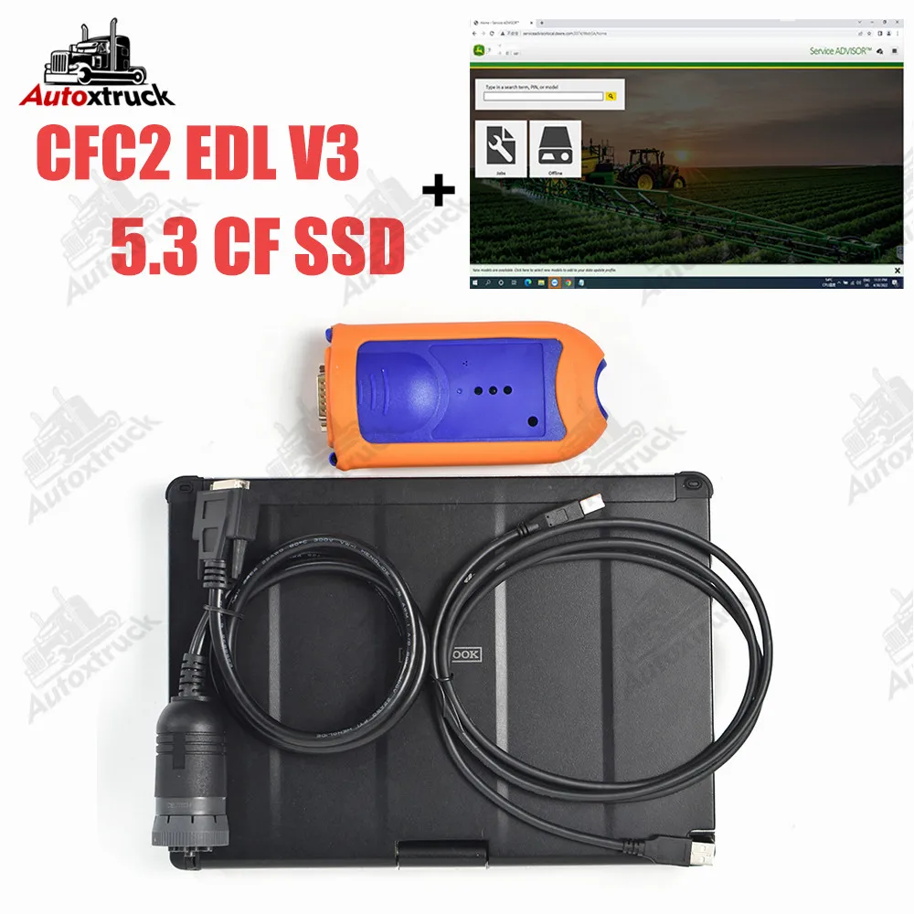 

5.3 CF EDL V2 Diagnostic kit with CFC2 Laptop Agriculture Construction Tractor Truck Diagnostic tool