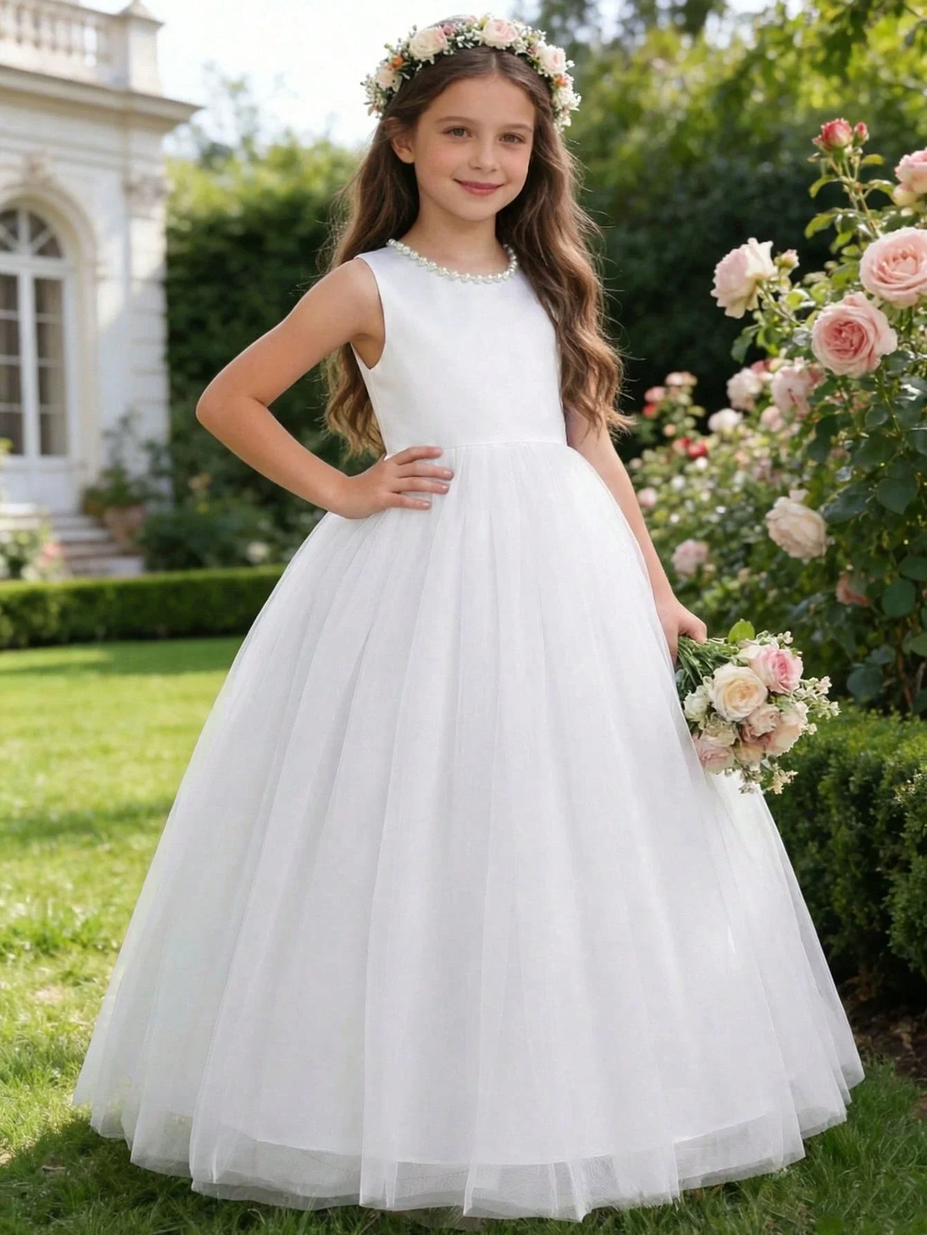 

Элегантное белое длинное платье с бантом и жемчугом, без спинки, для свадебной вечеринки или выпускного бала