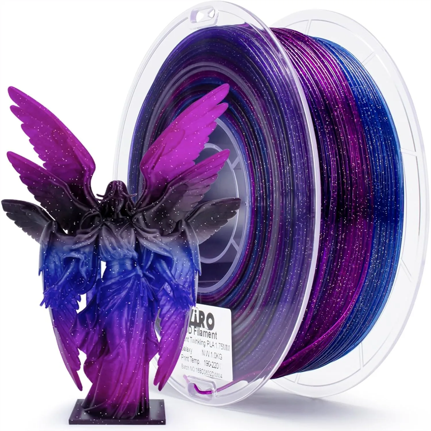 

Fast Color Changing Twinkling PLA 1.75mm Filament, Sparkle Glitter Translucent 3D Printing Material, 1kg Spool, Dimensional