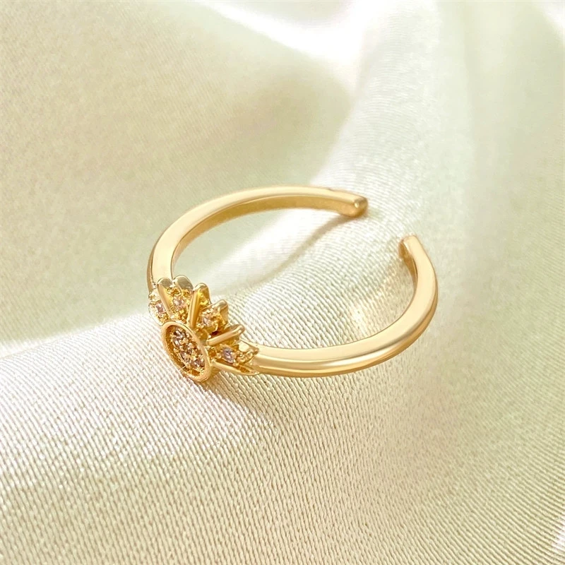 Classic Adjustable Stackable Sparkling Moon Sun Star Rings for Women Girls Couple Elegant Open Ring Jewelry Wedding Party Gifts