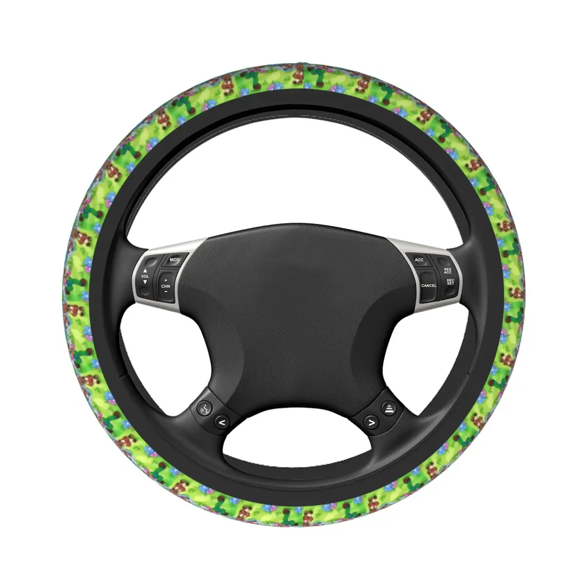 

Car Steering Wheel Cover Super Mario Bros Cartoon Protective Decoration Elastic Custom DIY Automotive Supplies for 14.5-15Inches