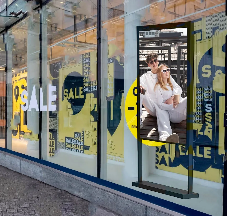 43-Inch High Brightness 4K Outdoor Floor-Standing LCD Digital Display Creative Shop Window Digital Signage Elevator/Wayfinding