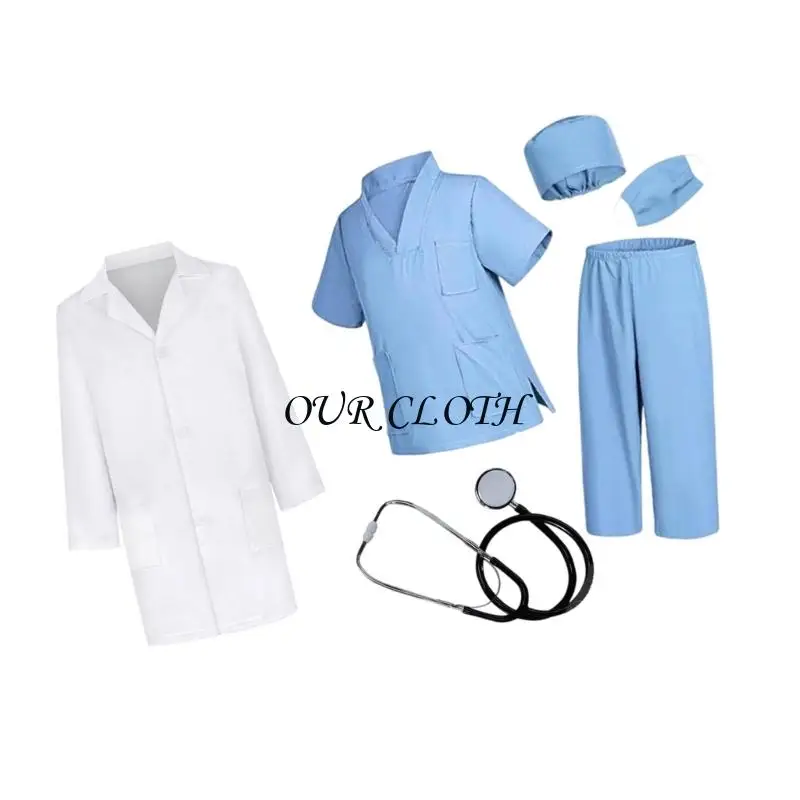 Dziecięcy lekarz do odgrywania ról kostium 6-częściowy zestaw z miękkiej bawełny strój do odgrywania ról wiele kolorów