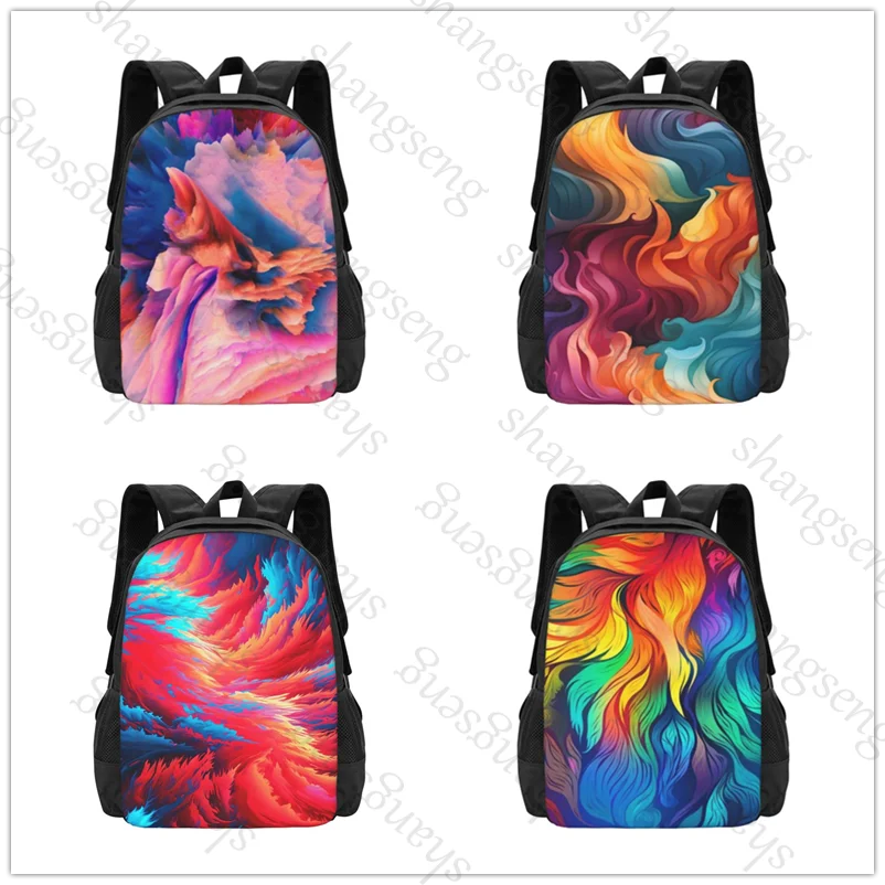 

Flame Colorful Abstract Flower Large capacity printed schoolbag backpack teenagers students leisure travel commuter backpack