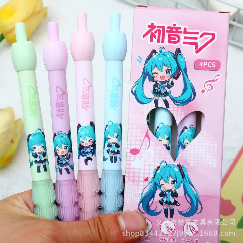 Kawaii Hatsune Miku Gel Pen Cute Anime Cartoon Print Quick-Drying Ink 0.5mm Retractable Ballpoint For School Office wholesale