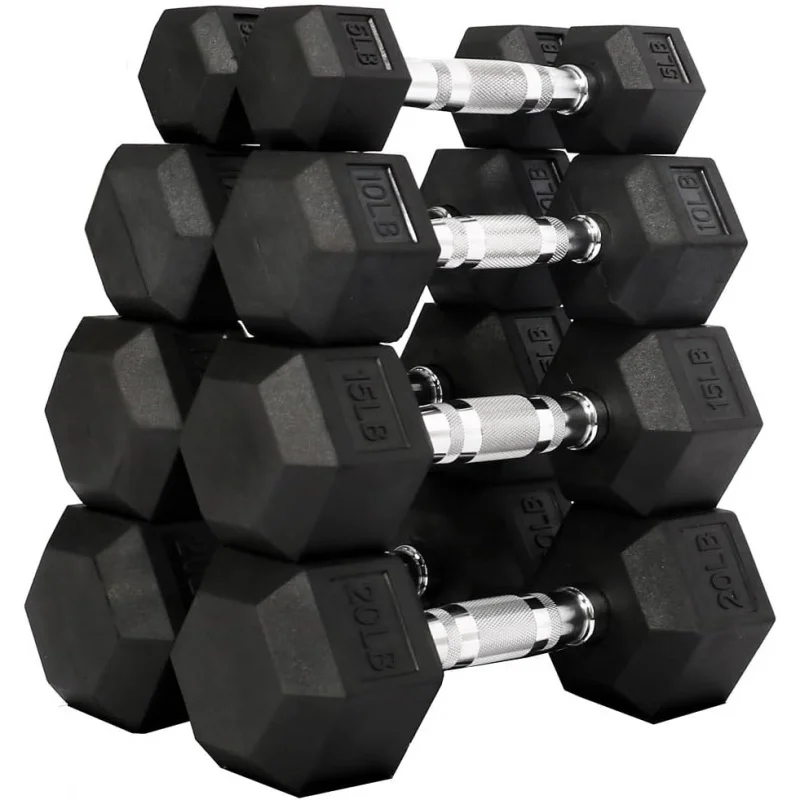 AQPremium Rubber Coated Hex Dumbbell Weight Set,Multiple Packages