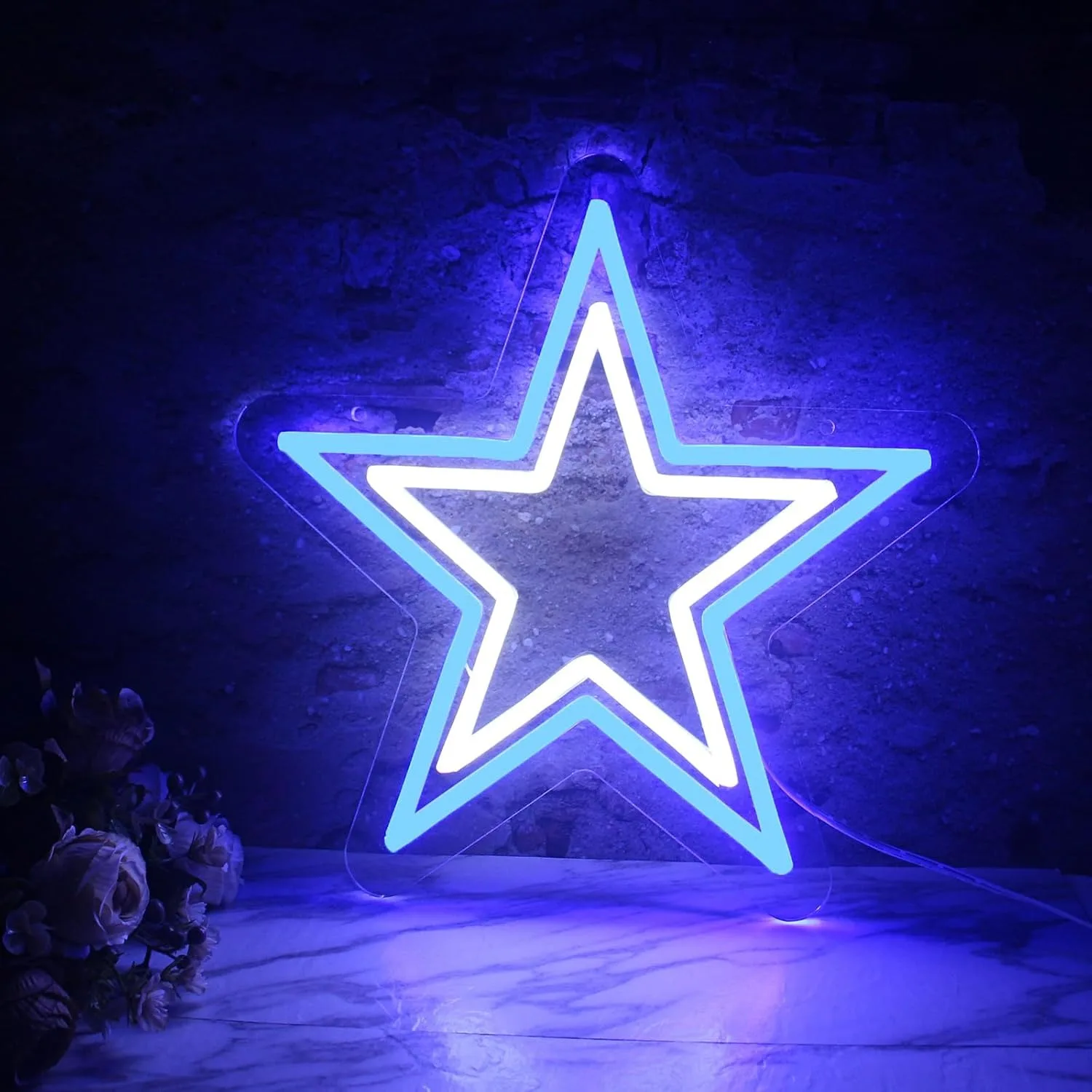 

Cowboys Team Logo Neon Sign Football Neon Sign for Room Decor Star LED Neon Light for Sports Fans Studio Gifts Man Cave Wall Art