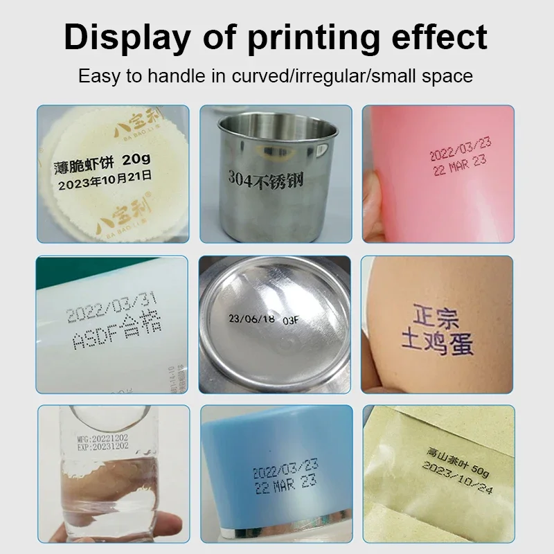 مسدس طابعة نافثة للحبر محمول 12.7 ملم متعدد اللغات مع حبر غير مشفر سريع الجفاف لرمز الاستجابة السريعة وتاريخ رقم الدفعة