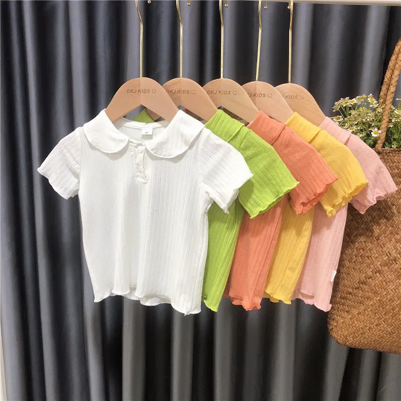 

Kids T-shirt New POLO Shirt Short-Sleeved Baby Girl Summer Fashion Korean Version Simple Wild Top Thin Girl Clothes