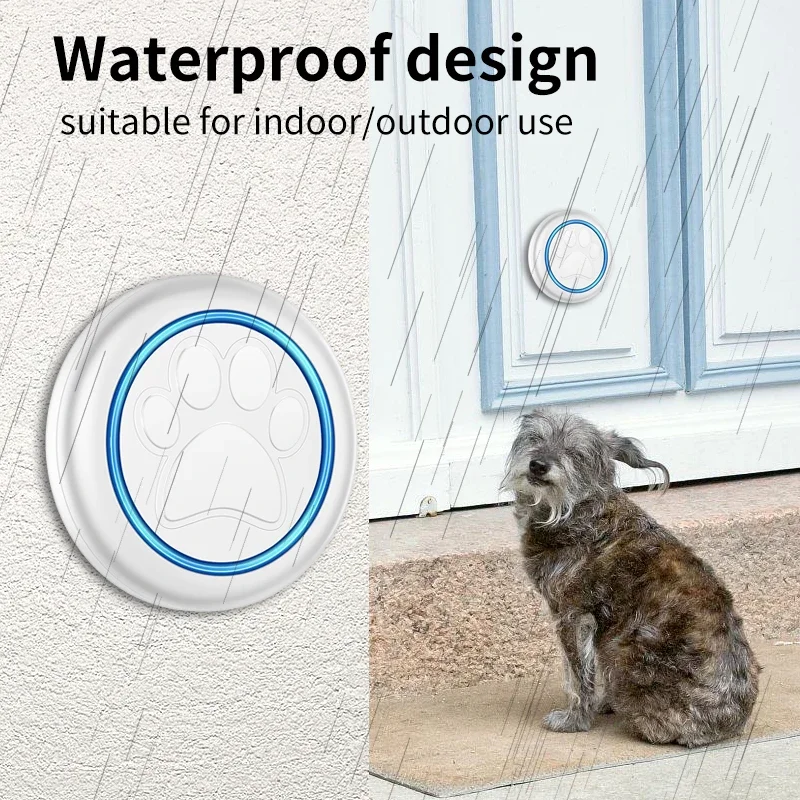 CACAZI Dog Doorbell Dog Bell for Training Doggie Bell for Pet Training Sliding Door/Go Outside Doorbell Waterproof Touch Button