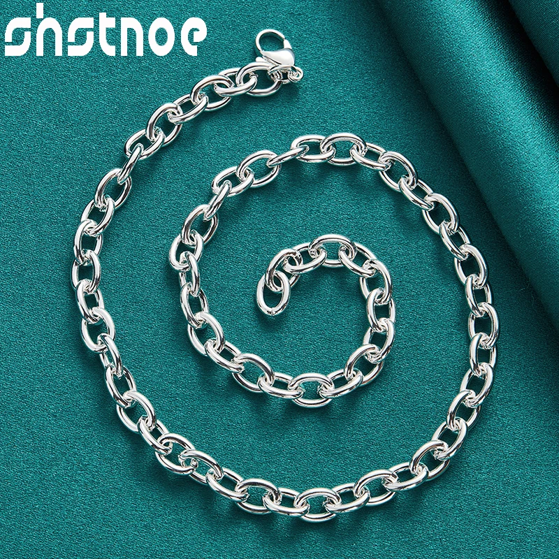 SHSTONE 925 Sterling Silver Oval Link Chain Necklace For Women Man Party Engagement Wedding Birthday Fashion Charm Jewelry Gifes