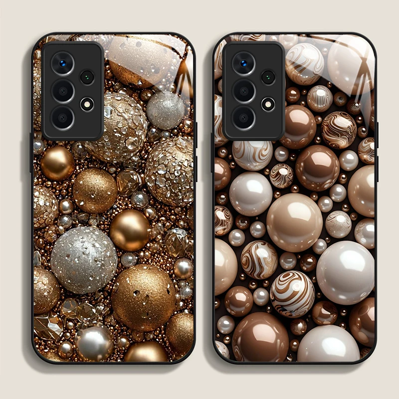 الفاخرة الماس اللؤلؤ حجر نمط الزجاج المقسى قضية الهاتف لسامسونج غالاكسي S25 الترا S24 S23 زائد S22 + S21 S20 FE غطاء #1