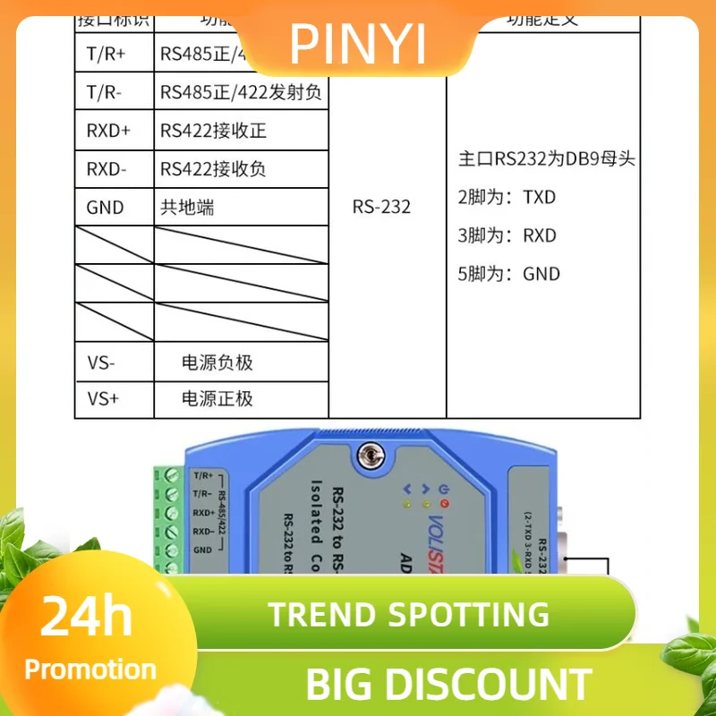 

Акция ADM-2720 Промышленная оптоэлектронная изоляция RS232 к RS485/422 Активная молниезащитная направляющая ADM-2720