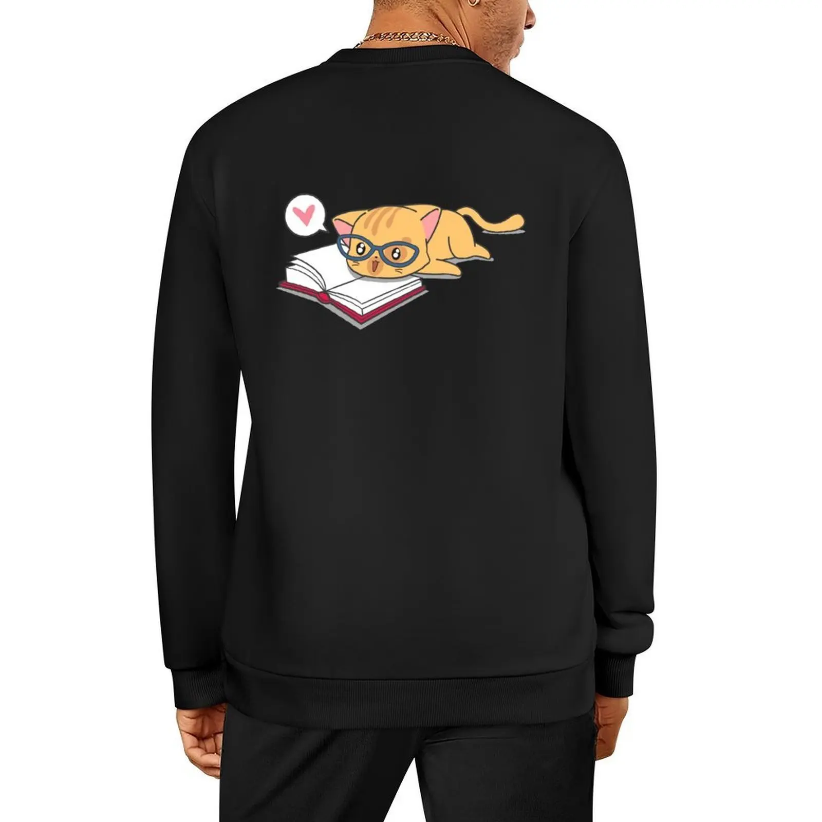 

cute cat reading book Pullover men's clothing men's autumn clothes men clothing korean autumn clothes new in sweatshirts