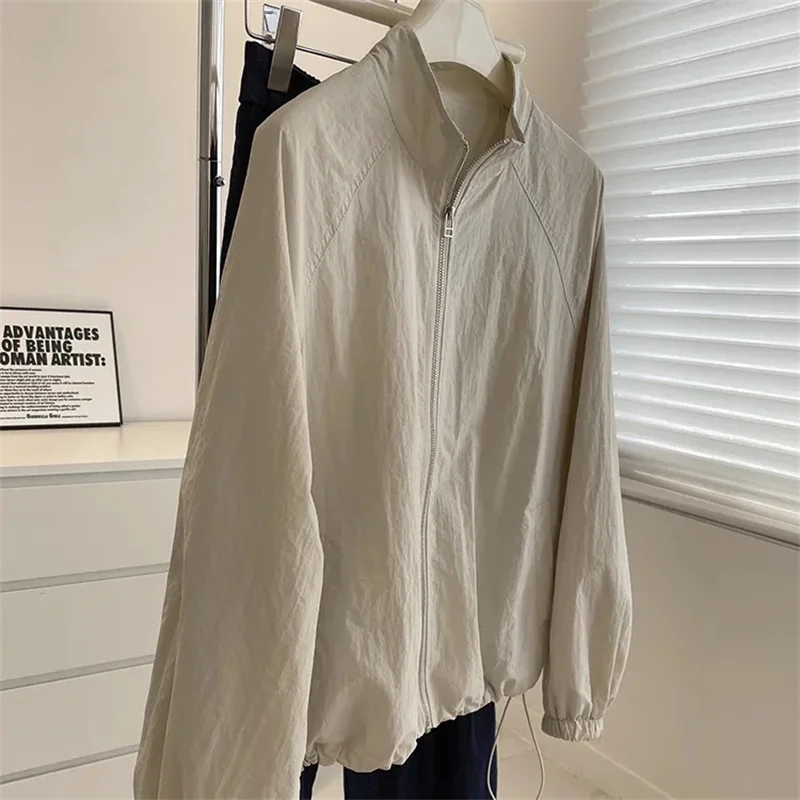 Senhoras curto zíper superior primavera verão feminino gola proteção solar camisa casaco feminino tamanho grande 4xl fino protetor solar jaqueta