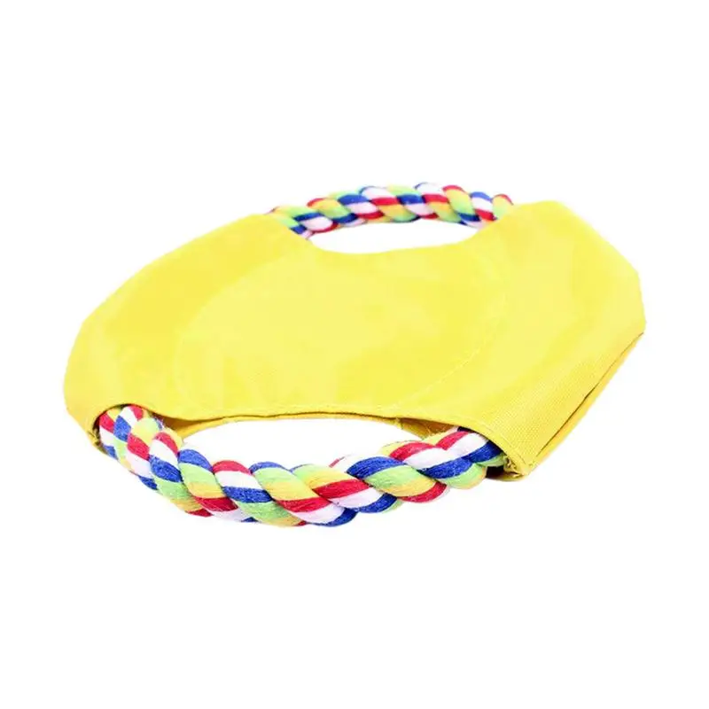 Dog Disc Flying Disc For Throwing And Fetching Interactive Training Flyer Dog Toy Cotton Rope Toss Pet Disc For Stress Relief