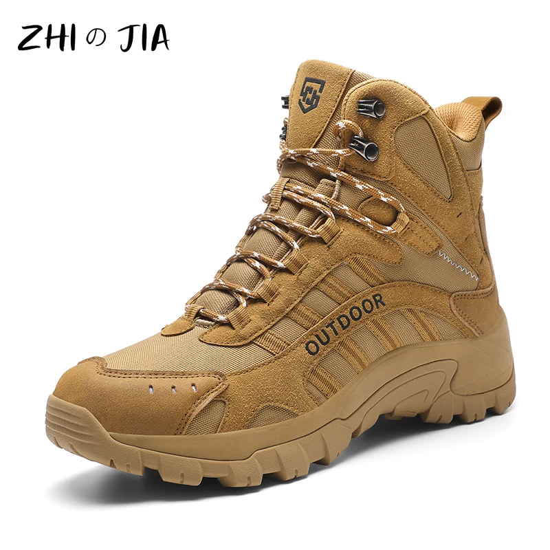 New Trendy High Top Outdoor Mountaineering Boots Men's Hiking Training Work Boots High Quality Durable Large Sports Shoes 39-48