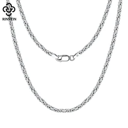 Rinntin Vintage 925 Sterling Silver 2.5mm Flat Byzantine Chain Necklace for Women Luxury Silver Elegant Jewelry Gift SC79
