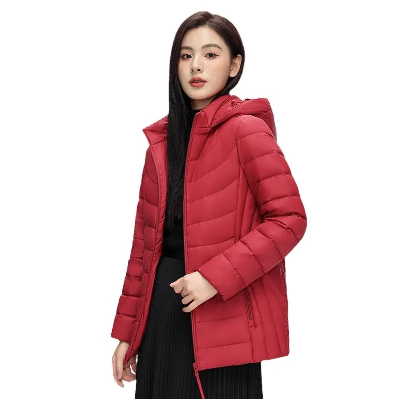 

Осенне-зимний новый женский пуховик с капюшоном, приталенная минималистичная куртка для поездок на работу