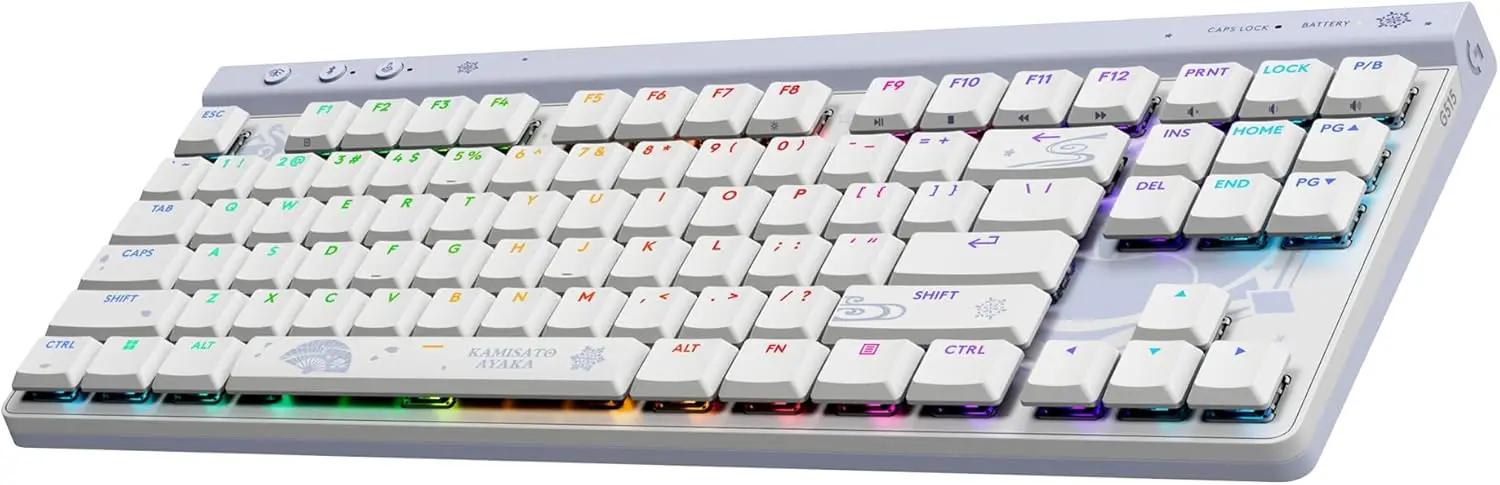 Wireless Gaming Keyboard TKL, Low Profile, Kamisato Ayaka Special Edition, RGB Lighting, Thin Design, PBT Keycaps