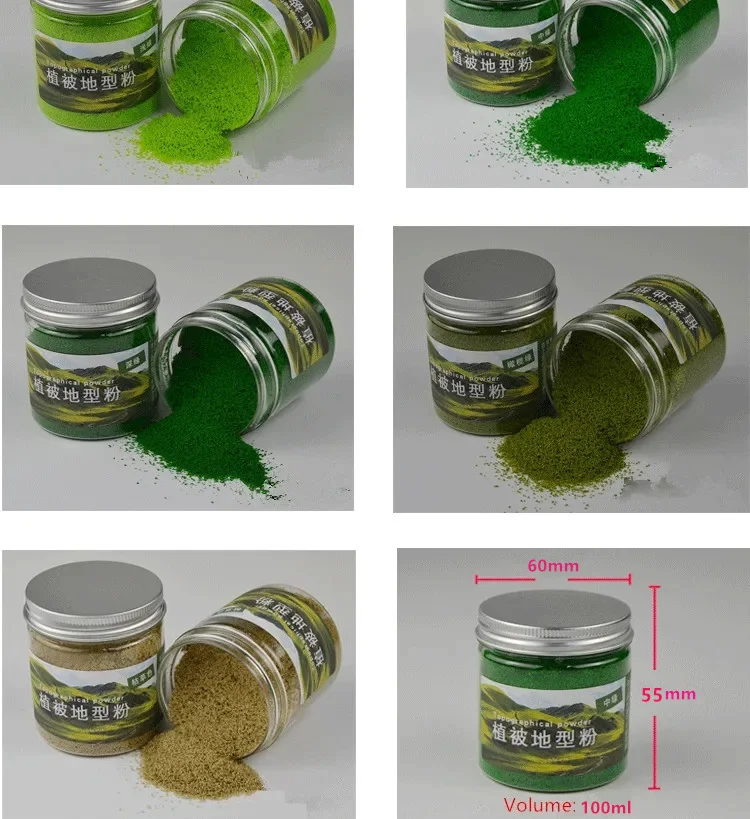 100ml Green Model Grass Powder Lawn Flock for Sand Table Landscape Architectural Model Making Supply