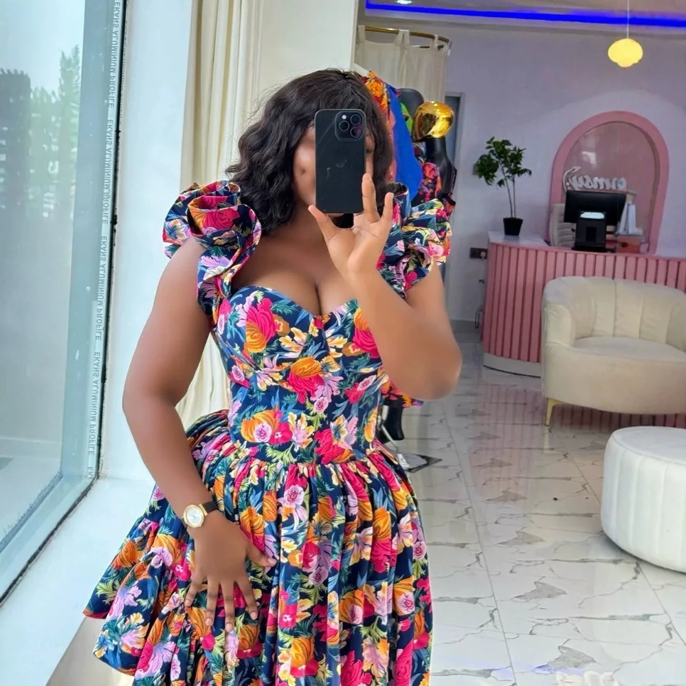 ロングドレスの女性のドレスプリント花スリング Vestidos ストリート Y2k V ネック不規則なエレガントなボディコンパーティーナイトノースリーブ