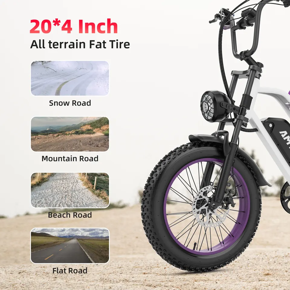 AMYET V9-G60 Adults Electric Bike 1000W Motor Bicycle 48V 20AH 20“ Tire Ebike Electric E Bikes Mountain Moped Ebikes For Men image 8