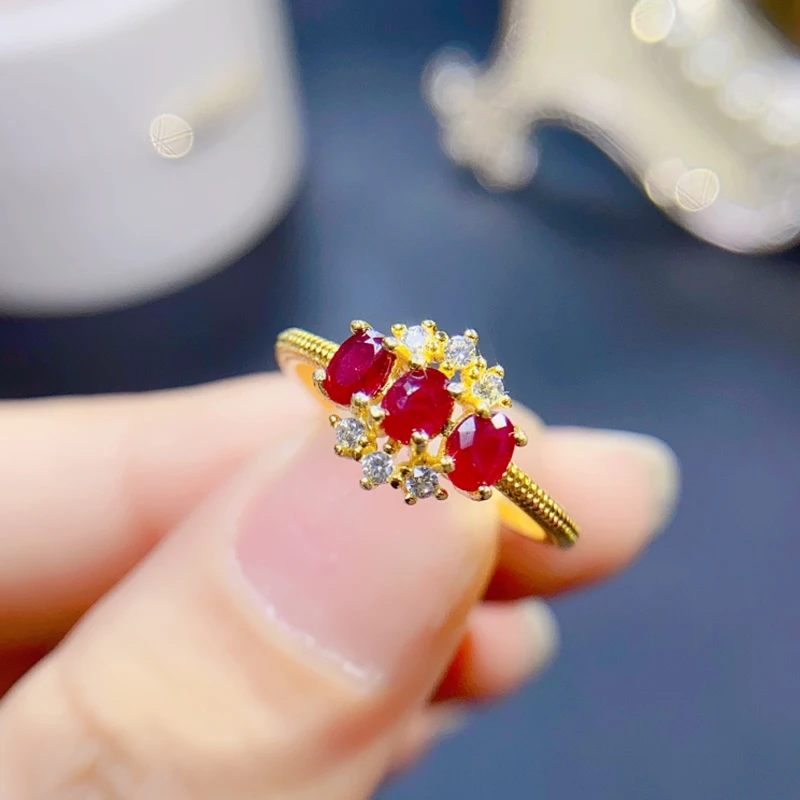 Natural Ruby Rings for women silver 925 jewelry luxury gem stones 18k gold plated free shiping items