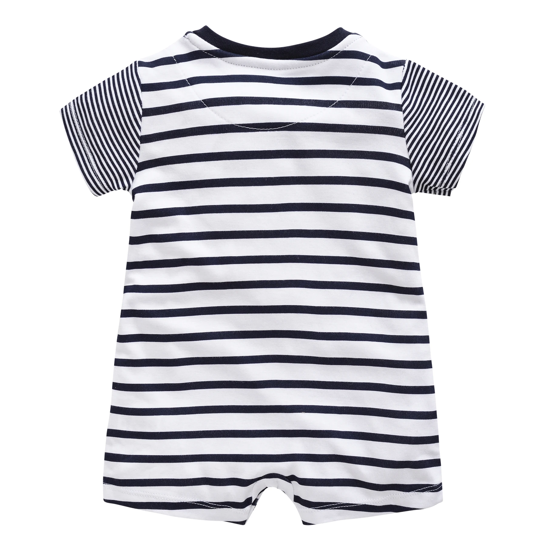 Baby Boys Romper Summer Short Sleeve Jumpsuit Stripe Black Kids Clothing Cartoon Bear Newborn Clothes