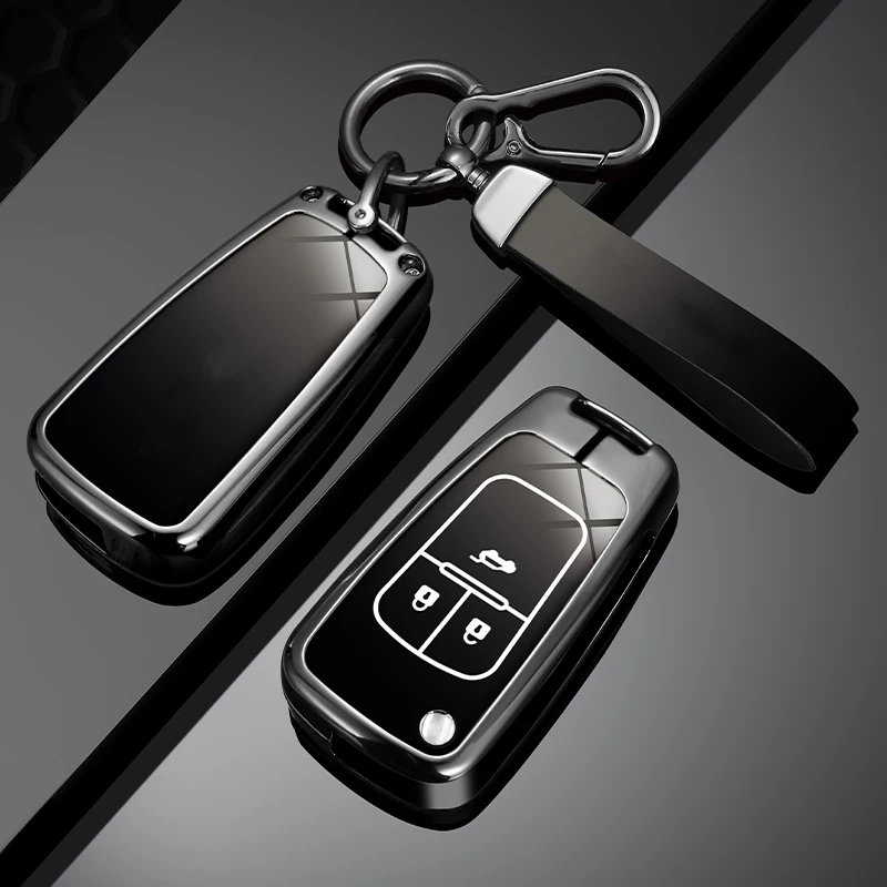 Zinc Alloy Car Flip Key Case Cover Shell Bag For Chevrolet Cruze Aveo Trax Sail Malibu Captiva Prism Spark Protector Accessories