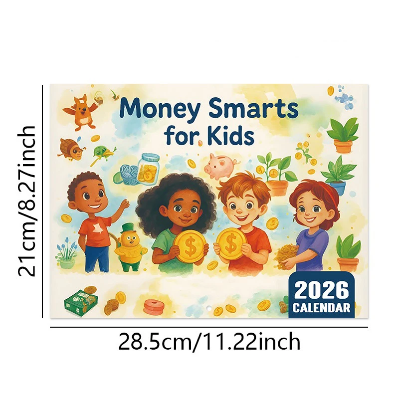 Tableau de calendrier pour enfants 2026 12 mois, gestion de l'argent, calendrier de planification, outil d'apprentissage éducatif interactif
