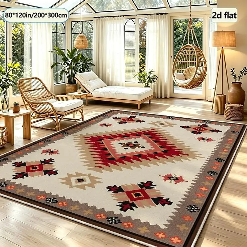 Southwest Tribal Geometric Pattern Carpet Non-Slip Rug Soft Indoor Living Room Bedroom Home Decor Mat