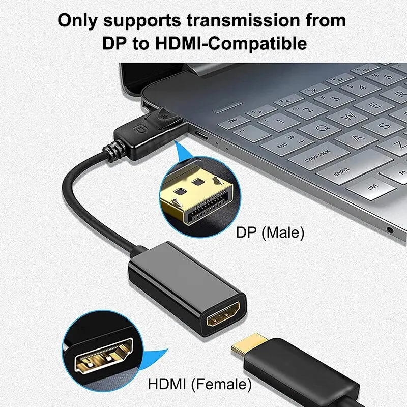 4K DisplayPort to HDMI-compatible Adapter Male DP to Female HDMI-Compatible Cable Converter Video Audio For HDTV PC Projector