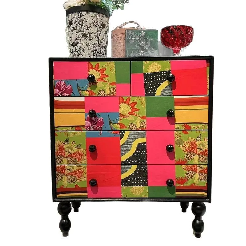 Rainbow light luxury storage five six seven bucket cabinets, small apartment living room household storage cabinets c