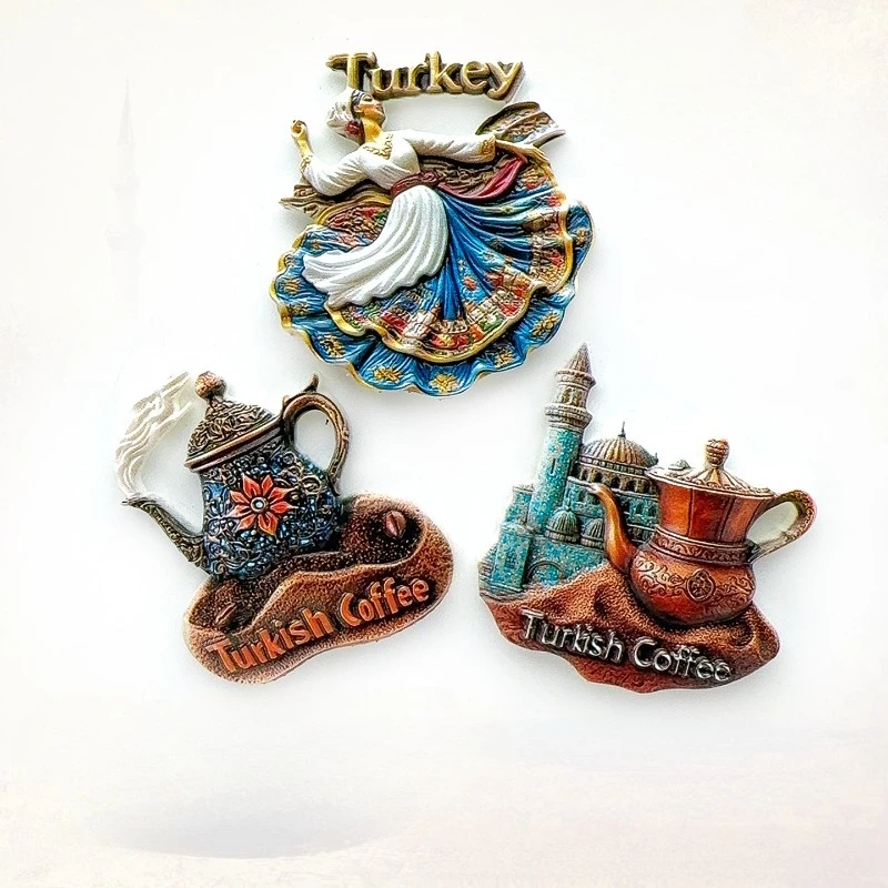 

Türkiye Traditional Coffee and Dance Refrigerator Sticker Souvenir Travel Companion Gift Magnetic Sticker Home Decoration